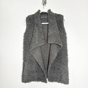 Barefoot Dreams Cozychic Gray Cozy Waterfall Open Vest Girls Size 12/14